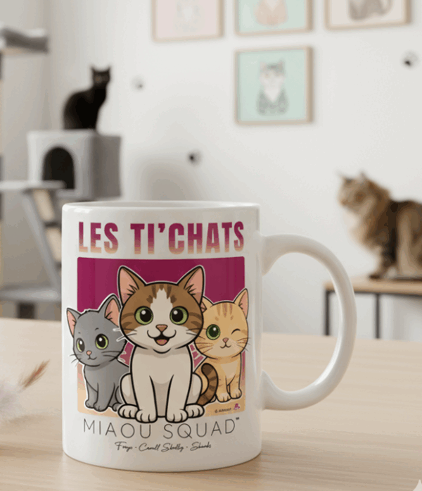Mug blanc _Miaou Squad_ – Les Ti’Chats Mug "Miaou squad"